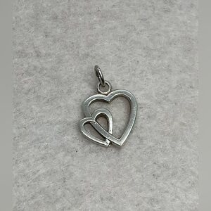 Vtg 925 Sterling Silver Double Hearts Two Hearts Love Charm / Pendant